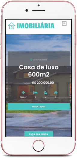 Site de imóveis no celular